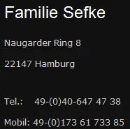 Kontakt Informationen Familie Sefke